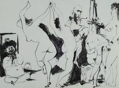 Pablo Picasso, 1881-1973, vier Aktstudien, Heliogravuren aus: Picasso and the human comedy, Ed. Draeger Freres, Verve Paris 1954, Blattgr. ca. 26x36cm