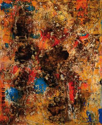 Unbekannter zeitgenössischer Künstler, Abstrakte Komposition, Mischtechnik/Acryl auf Metall, rückseitig bezeichnet H. Reschreiter, ca. 98,5x78 cm