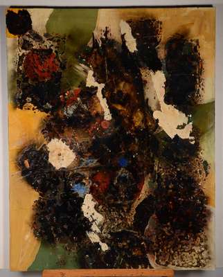Unbekannter zeitgenössischer Künstler, Abstrakte Komposition, Mischtechnik/Acryl auf Metall, ca. 98,5x78 cm