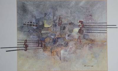 Jesus Iraizoz, geb. 1950, Mischtechnik auf Papier, rechts unten signiert, ca. 34x45cm, unter Glas, Rahmen