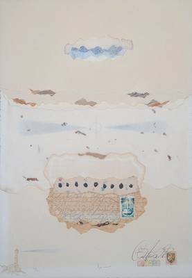 Ricardo Benaim, geb. 1949, Reiseserinnerungen, Reißcollage auf Papier, handsigniert und num. 20/99, ca. 50x35cm, unter Glas, Rahmen