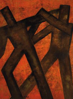 Roman Kossok, geb. 1956 Polen, Abstrakte Komposition in braun und schwarz, Öl/Lwd., handsigniert, ca. 80x60 cm, Rahmen