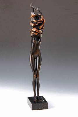 Bruno Bruni, geb. 1935 Gradara, ansässig in Hamburg, Donna che si veste, Bronzeskulptur, signiert und bez. A.P., Gießerstempel Venturi Arte, ...