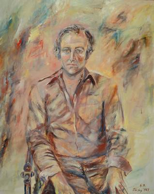 Florian Frieling, 1939 Leverkusen-1994 Böhl-Iggelheim, Porträt eines Mannes, Öl/Lwd, rechts unten signiert und datiert 1987, ca. 100x80 cm, Rahmen ...