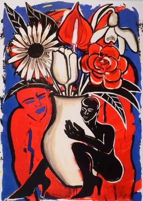 Elvira Bach, geb. 1951, "Blumenträume", Giclee auf schwerem, handgemachtem Baumwollpapier, 2014, handsigniert und nummeriert 20/50, ca. ...