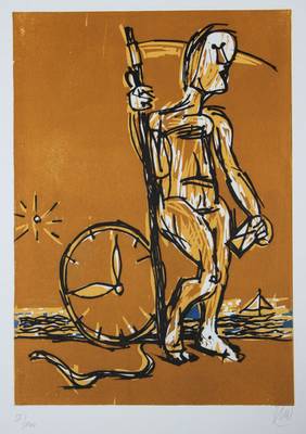 Markus Lüpertz, geb. 1941, "Zeitreise", Radierung und Holzschnitt auf dickem Velin, 2008, alle Druckgänge handgewalzt, bzw. handgewischt, ...