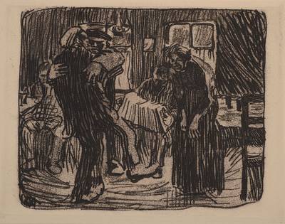 Käthe Kollwitz, 1867-1945, "Hamburger Kneipe", Radierung auf Velin, von Originalplatte von 1901, herausgegeben von A. von der Becke um ...