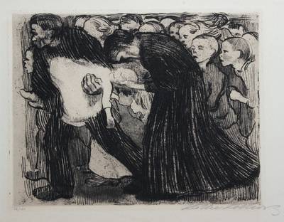 Käthe Kollwitz, 1867-1945, "Überfahren", Radierung mit Strichätzung und Vernis mou auf Velinkarton, 1910, Rembrandt-Verlag 1924, WVZ: ...