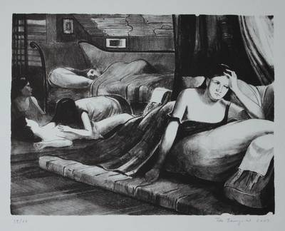 Tilo Baumgärtel, geb. 1972, "Lesben-WG", Lithographie auf Bütten, nach dem gleichnamigen Gemälde, handsigniert und nummeriert 39/60, ...