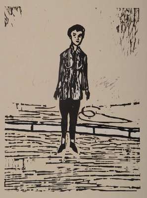Stephan Balkenhol, geb. 1957, "Stehende", Lithographie auf dickem grauen Kupferdruckpapier, 2004, handsigniert, ca. 76x56.5 cm