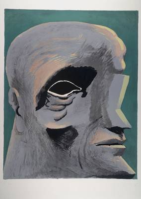 Horst Antes, geb. 1936, "Portrait Michelangelo", Farblithografie auf BFK Rives Bütten, Trockenstempel "Matthieu Litho ...