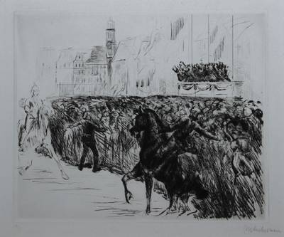 Max Liebermann, 1847-1935, "Einzug der Königin von Holland", Kaltnadelradierung auf Velin, 1913, Schiefler 146 IV b., handsigniert, ...