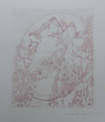 Max Ernst, 1891-1976, "aus: Hälderlin Poèmes", Radierung in Rosa auf BFK Rivers Velin, 1961, Auflage von 96, hier: Probedruck außerhalb ...