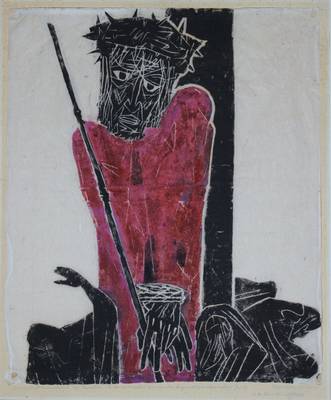 Rolf Müller-Landau, 1903-1997, "Geißelung Christi", Holzschnitt auf Chinapapier, handsigniert und datiert 1953, PP, Blatt ca. 54x45,5 cm, ...