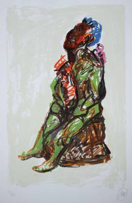 Markus Lüpertz, geb. 1941, "Beethoven", Farbsiebdruck, handsigniert und nummeriert 33/60, ca. 99x70 cm