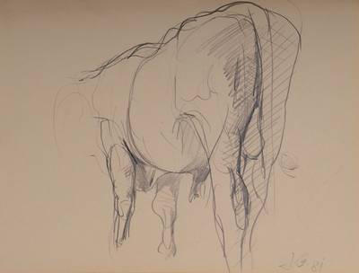 Johannes Grützke, geb. 1937, Bleistiftzeichnung, monogrammiert, datiert 1981, ca. 24x32 cm
