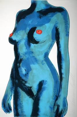 Luciano Castelli, geb. 1951, Blue Nude, Farblithographie, handsigniert und nummeriert 48/120, Blattgr. ca. 90x60 cm, unter Glas gerahmt