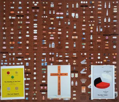 Damien Hirst, geb. 1965 Bristol, versch. Ausstellungen in London, Prag, Venedig u. Monaco u.a., hier: Wallpaper Pharmacy Bad Religion, inkl. drei ...