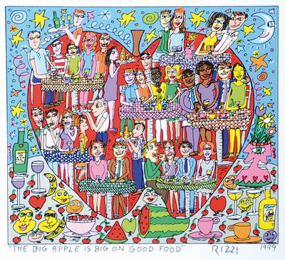 James Rizzi, 1950-2011, Farblithografie auf Leinwand, handsigniert, ca. 25x27 cm, PP, unter Glas gerahmt