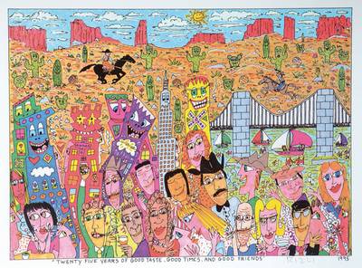 James Rizzi, 1950-2011, Farblithografie, Twenty five years of good taste, good times and good friends, handsigniert, datiert 1995, Motiv ca. 22,5x31 ...