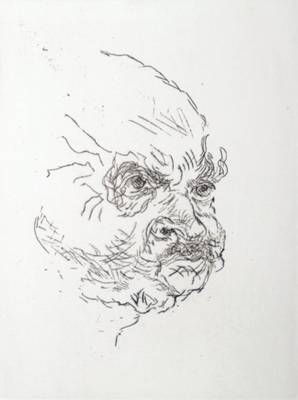 Ludwig Meidner, Radierung, Selbstbildnis, verso Nachlassstempel 1957, ca. 33 x 27 cm, R.
