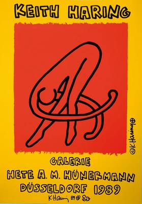 Keith Haring, 1958 Reading - 1990 New York, Farbsiebdruck mit kleiner Zeichnung, handsigniert, datiert 89, ca. 84x59,5 cm