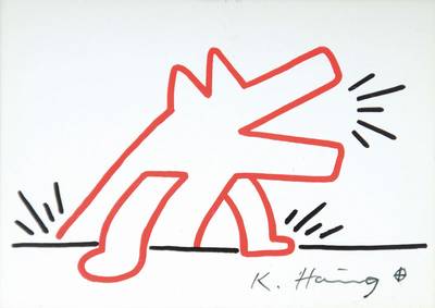 Keith Haring, 1958-1990, Postkarten Multiple, handsigniert, ca. 10,5x15 cm, Rahmen