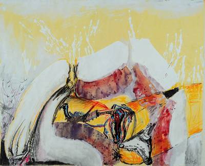Rainer Braxmaier, geb. 1949 Baden-Baden, Studium an der Akademie Karlsruhe bei Emil Schumacher und Werner Knaupp, hier: Ohne Titel, Gouache und ...