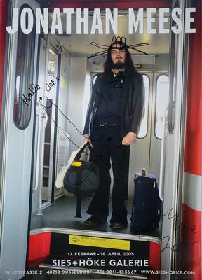 Konvolut aus drei Farboffsets, Jonathan Meese, Plakat Sies+Höke Galerie, übermalt, ca. 84x59,5 cm, Thomas Ruff, Plakat Villa Haiss, ca. 65x46 cm, ...