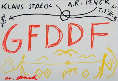 A.R. Penck, geb. 1939 Dresden, Postkarte, Multiple, "Gesellschaft für die Deutsch- Deutsche Freundschaft", Edition Staeck, handsigniert, ...