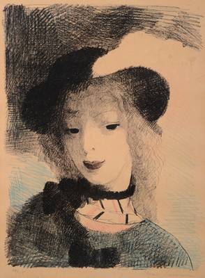 Marie Laurencin, 1883-1956, Elvire, Farblithographie, handsigniert, num. 38/125, gebräunt, leicht fleckig, ca. 40x30cm (Bildausschnitt), unter Glas, ...