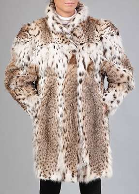 Luchskatzen-Longjacke, Gr. ca. 42/44, sehr schöne Maserung, Stehkragen, 2 seitl. Einschubtaschen, champagnerfarb. Innenfutter, Rückenl. ca. 89 cm, ...