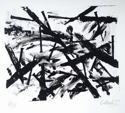 Günther Uecker, geb. 1930, Lithographie, handsigniert und nummeriert XI/LX, datiert 05, ca. 43x48 cm, unter Glas gerahmt