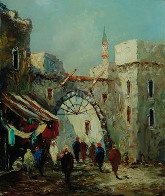 Bonet, französischer Maler der Mitte des 20. Jh., im Bazar, Öl/Lwd, signiert, ca. 60x50cm, Rahmen