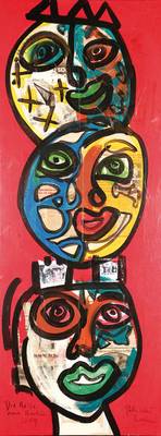 Peter Robert Keil, geb. 1942, Die Reise nach Berlin, Öl/Acryl Mischtechnik auf Hartfaser, signiert, 2009, ca. 250x95 cm