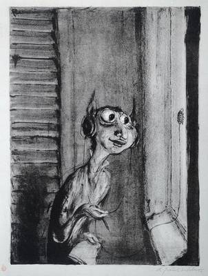 A. Paul Weber, 1883-1980, Konvolut aus zwei Lithographien, je handsigniert, Motiv ca. 32,5x28,5 cm bzw. 41,5x31,5 cm, je unter Glas gerahmt
