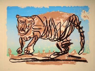Markus Lüpertz, geb. 1941, Tiger, Farbserigraphie mit Verlaufstechnik, Pochoir, signiert und nummeriert e.a., Auflage 30 Stück zzgl. einiger EA ...