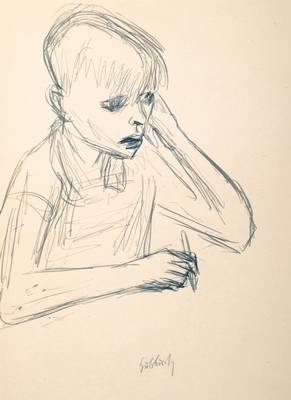 Karl Hubbuch, 1891-1979, Skizze zum Gemälde "Die Schulstube", um 1925, Tuschezeichnung, handsigniert, Lit. zu Gemälde: Karl Hubbuch, ...