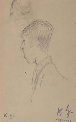 Karl Hubbuch, 1891-1979, Bleistiftzeichnung, monogrammiert, mit Nachlass-Stempel, rückseitig weitere Zeichnung, ca. 17x10.3 cm, unter Glas gerahmt