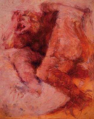 M. Kramer, 2. Hälfte d. 20. Jhd., Abstrakte Komposition in Rot, Öl/Lwd., signiert und datiert 65, verso sign. u. dat., ca. 100x81 cm, Rahmen