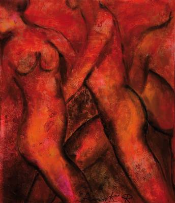 Roman Kossok, geb. 1956 Polen, Nackte Körper in Bewegung, Öl/Lwd., signiert, ca. 70x60 cm, Ausstellungsrahmen