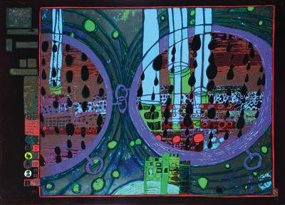 Friedensreich Hundertwasser, 1928-2000, Farbserigraphie, "Regen auf Regentag", Blatt aus der Regentagmappe, drucksigniert und nummeriert ...
