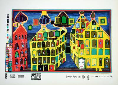 Friedensreich Hundertwasser, 1928-2000, Farbserigraphie, "Mit der Liebe warten tut weh", Blatt aus der Regentagmappe, drucksigniert und ...
