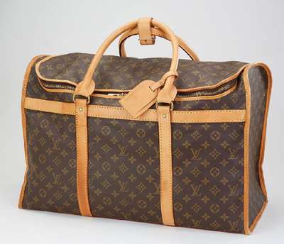 LOUIS VUITTON Schuhtasche, Monogram Canvas, 2 Lederhenkel, Reißverschluß, Innenausstattungmit 8 Seitenfächern zum sicheren Verstauen vonZubehör ...