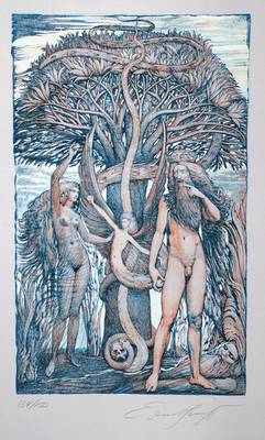 Ernst Fuchs, geb. 1930 Wien, Farblithographie aus: Beneath the tree, handsigniert und nummeriert 134/150, Blattgr. ca. 57x38 cm, unter Glas gerahmt