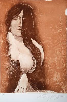 Ernst Fuchs, geb. 1930 Wien, Radierung, Phantom-Lady, handsigniert und nummeriert 7/125, Motiv ca. 58x42 cm, Blattgr. ca. 80x60 cm