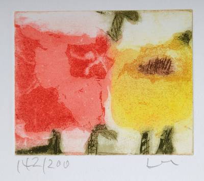 Klaus Fussmann, geb. 1938, Konvolut aus zwei Farbradierungen, Rosen, je handsigniert und nummeriert 142/200 bzw. 171/200, Blattgr. ca. 14,5x15 cm