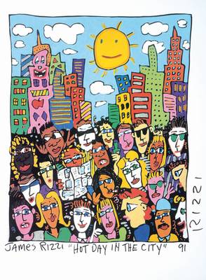 James Rizzi, Farboffset, Hot day in the city, handsigniert, ca. 57x48 cm
