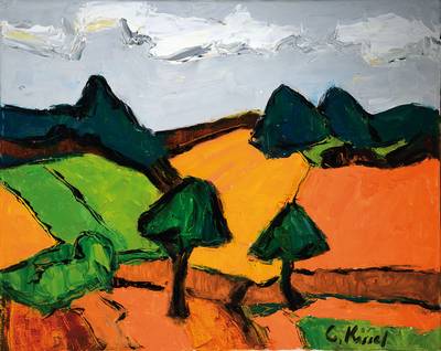 Gernot Kissel, 1939 Worms - 2008, Landschaft, Öl/Lwd., handsigniert, ca. 80x100 cm