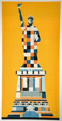 Gerhard Hofmann, geb. 1960 in Worms, zwei Farbradierungen, Freiheitsstatue und Eiffelturm, beide handsigniert und num. 12/90 ca. 120 x 66 cm, beide ...
